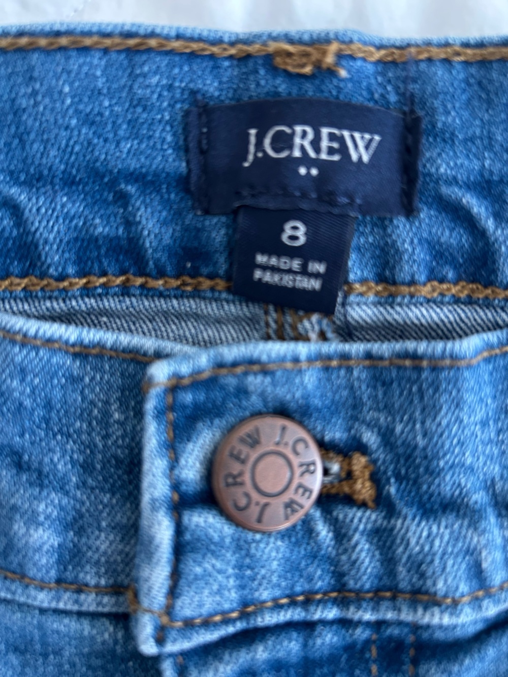 J. Crew Blue Denim Jean Skirt with Copper Button Detail